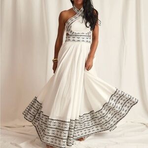 Elegant White and Gray Women's Dress